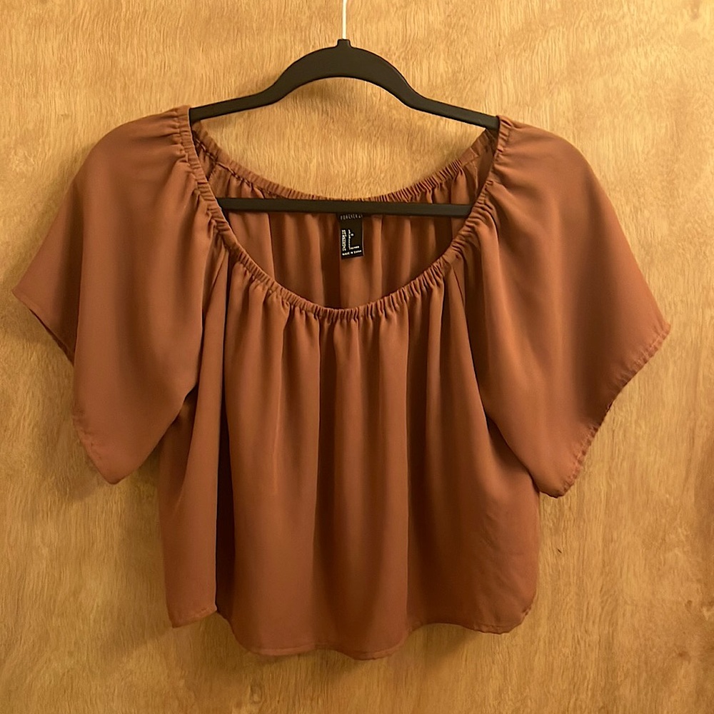 Sheer brown cropped top woman’s size large